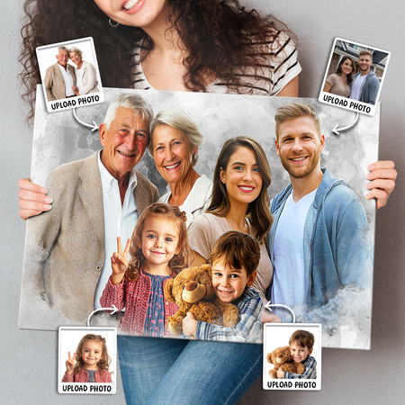 Add Loved One to Photo, Family Portrait From Different Photos, Combine Photos Canvas Christmas Gift Memorial Gift for Dad Mom